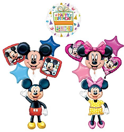 The Ultimate Mickey and Minnie Mouse Airwalker Birthday Party Supplies and 11pc Balloon Bouquet Decorations