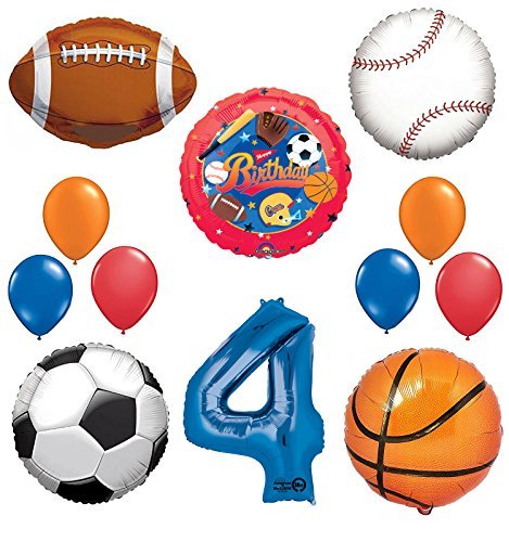 The Ultimate Sports Theme 4th Birthday Party Supplies and Balloon Decorating Kit
