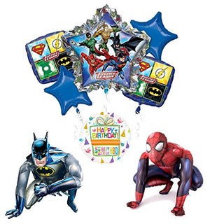 Justice League Party Supplies Batman and Spider-Man Airwalker Balloon Bouquet Decorations