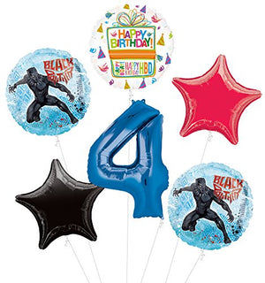 Black Panther 4th Birthday Party Supplies Balloon Bouquet Decorations