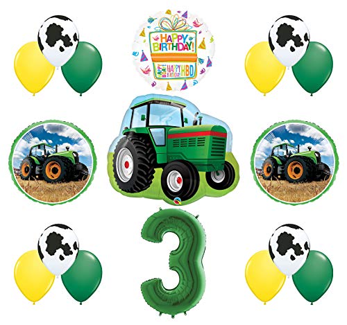 Mayflower Products 3rd Birthday Farm Tractor Balloon Bouquet Decorations and Party Supplies