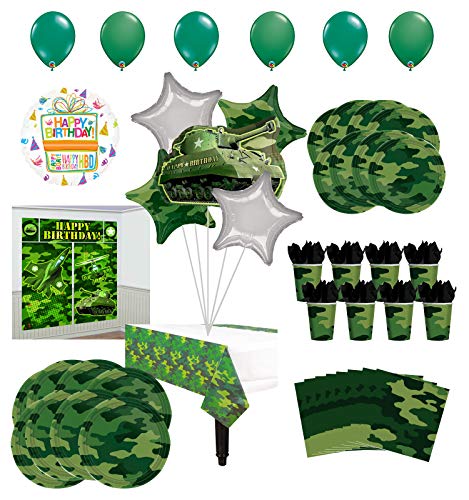 Mayflower Products Army Birthday Party Supplies 8 Guests Military Camouflage Balloon Bouquet Decorations