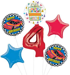 Race Car 4th Birthday Party Supplies Stock Car Balloon Bouquet Decorations
