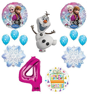 Frozen 4th Birthday Party Supplies Olaf, Elsa and Anna Balloon Bouquet Decorations Pink #4