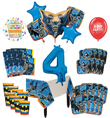 Mayflower Products Batman 4th Birthday Party Supplies and 8 Guest Balloon Decoration Kit