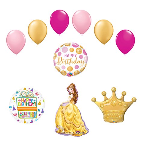Beauty and The Beast Belle Crown Princess Balloon Birthday Party Supplies and Decorations