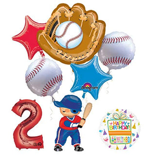 Baseball Player 2nd Birthday Party Supplies Balloon Bouquet Decorations