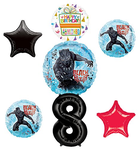 Black Panther Party Supplies 8th Birthday Balloon Bouquet Decorations