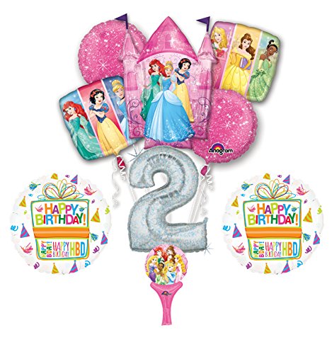 New! 9pc Disney Princess 2nd BIRTHDAY PARTY Balloons Decorations Supplies