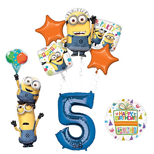 Despicable Me 3 Minions Stackers 5th Birthday Party Supplies and balloon Decorations