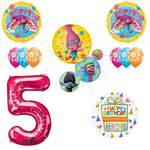 TROLLS Movie 5th Happy Birthday Party Balloons Decoration Supplies Poppy Branch Movie
