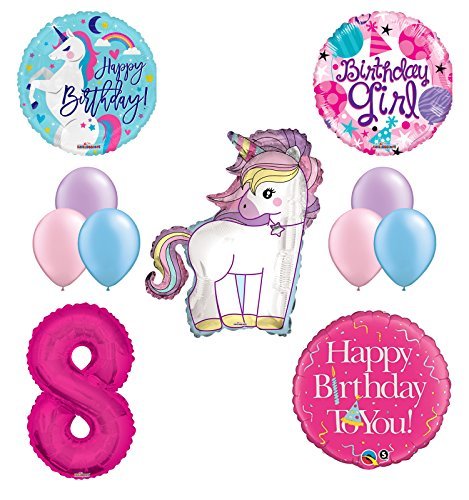 Unicorn 8th Birthday Girl Party Supplies and Balloon Decorations