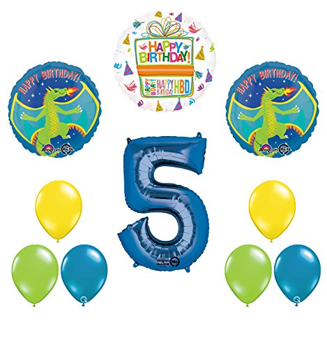 Dragon 5th Birthday Party Supplies and Balloon Decoration Bouquet