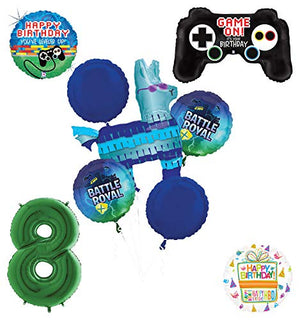 Mayflower Products Battle Royal 8th Birthday Party Supplies Balloons Bouquet Decorations - Green Number 8