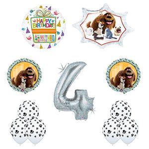The Secret Life of Pets 4th Holographic Birthday Party Balloon Supply Decorations With Paw Print Latex