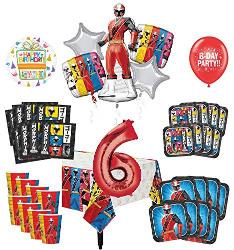 Mayflower Products Power Rangers 6th Birthday Party Supplies 8 Guest Decoration Kit and Balloon Bouquet