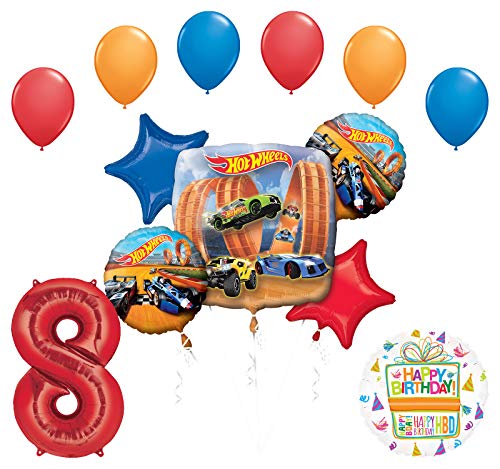 Mayflower Products Hot Wheels Party Supplies 8th Birthday Balloon Bouquet Decorations