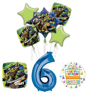 Teenage Mutant Ninja Turtles 6th Birthday Party Supplies and TMNT Balloon Bouquet Decorations