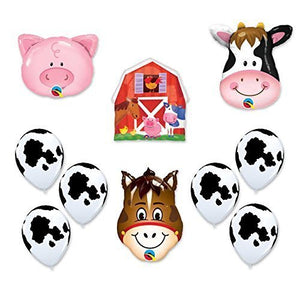 Barn Farm Animals Birthday Party Cow, Horse, Pig, Barn Balloons Decorations Supplies by Anagram