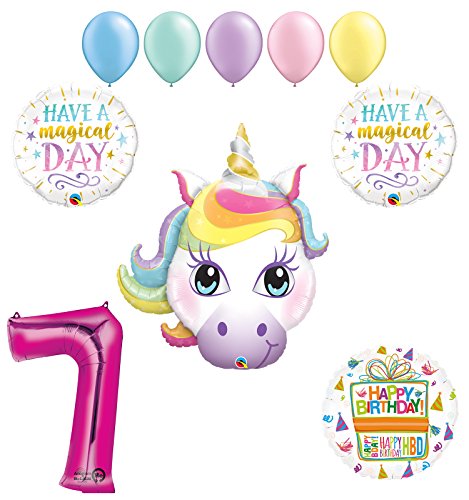Magical Unicorn 7th Birthday Party Supplies and Balloon Decorations