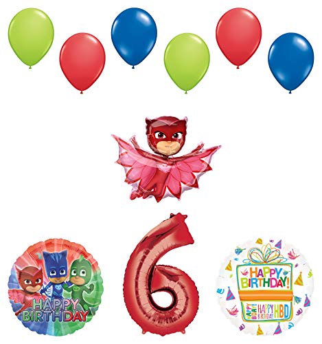 Mayflower Products PJ Masks Owlette 6th Birthday Party Supplies Balloon Bouquet Decorations