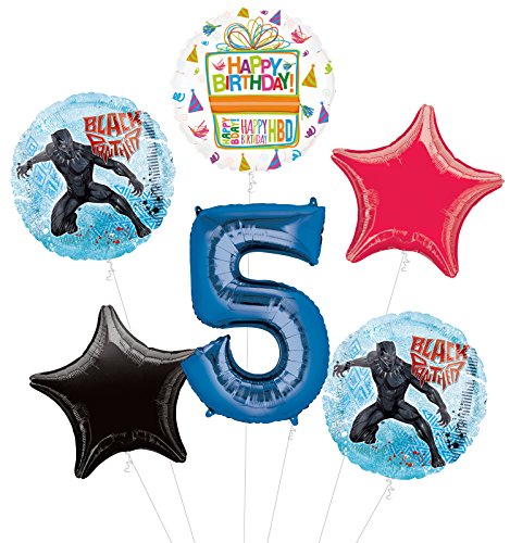 Black Panther 5th Birthday Party Supplies Balloon Bouquet Decorations