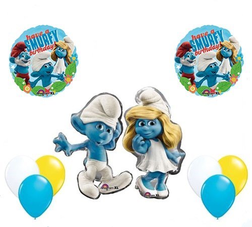 The Smurfs Birthday Party Supplies Smurf and Smurfette Smurfy Birthday Balloon Decorations