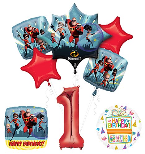 Incredibles 2 party supplies 1st Birthday Balloon Bouquet Decorations