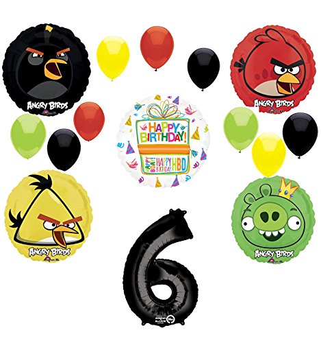 Angry Birds Party Supplies 6th Birthday Balloon Bouquet Decorations