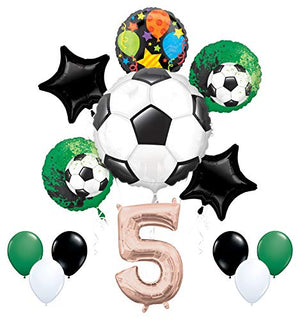 Mayflower Products Soccer Party Supplies 5th Birthday Girls Goal Getter Balloon Bouquet Decorations - Rose Gold 5