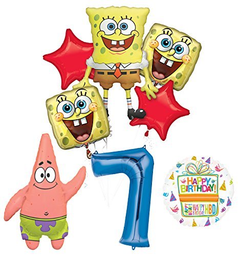 Spongebob Squarepants 7th Birthday Party Supplies and Balloon Bouquet Decorations