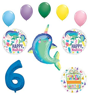 Mayflower Products Narwhal Party Supplies 6th Birthday Mermaid Balloon Bouquet Decorations