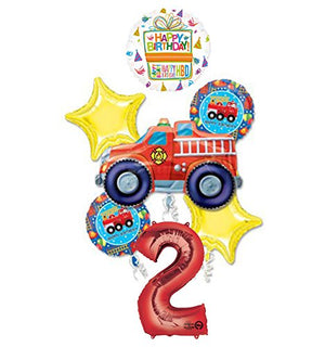 Fire Truck Fire Engine 2nd Birthday Party Supplies and Balloon Decorations