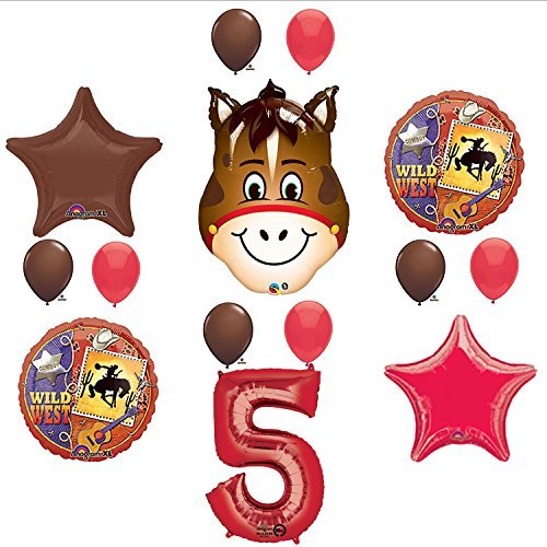 Wild West Cowboy Western 5th Birthday Party Supplies and Balloon Decorations
