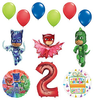 Mayflower Products PJ Masks 2nd Birthday Party Supplies Catboy, Owlette and Gekko Balloon Decorations