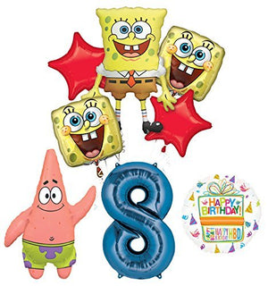 Spongebob Squarepants 8th Birthday Party Supplies and Balloon Bouquet Decorations