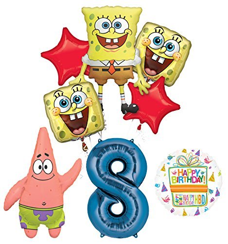 Spongebob Squarepants 8th Birthday Party Supplies and Balloon Bouquet Decorations