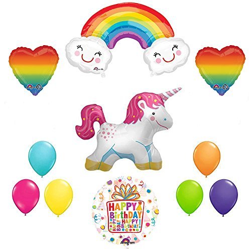 The Ultimate Rainbow Hearts Full Body Unicorn Birthday Party Supplies and Balloon decorations