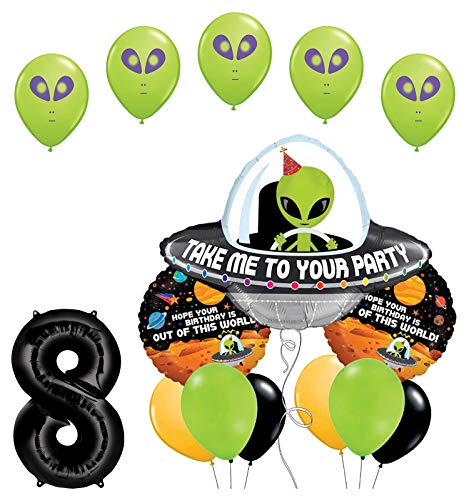 Space Alien 8th Birthday Party Supplies Balloon Bouquet Decorations