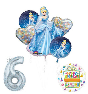 Cinderella 6th birthday party supplies and princess balloon decorations