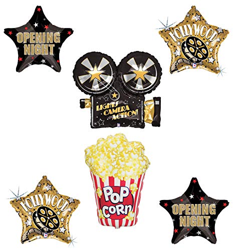 Movie Night Party Supplies Balloon Bouquet Decorations Hollywood Oscars Lights, Camera, Action