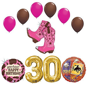 Wild Wild West Sweet 30th Cowgirl Boots Birthday Party Supplies and Balloons Decorations