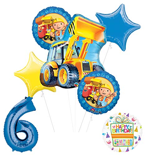 Mayflower Products Bob The Builder Construction Party Supplies 6th Birthday Balloon Bouquet Decorations