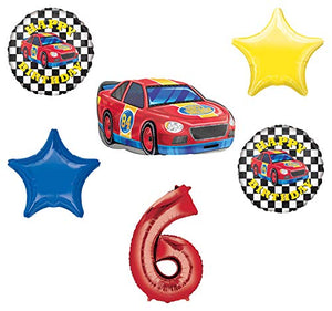 Race Car Theme 6th Birthday Party Supplies Stock Car Balloon Bouquet Decorations