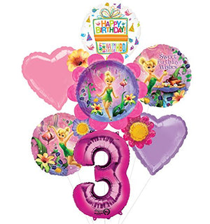 Tinkerbell 3rd Birthday Party Supplies Flower Cluster Balloon Bouquet Decorations