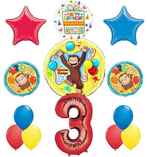Curious George 3rd Birthday Party Supplies Balloon Bouquet Decorations