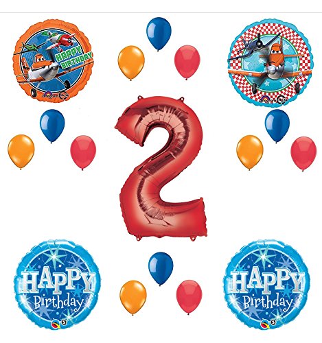Disney Planes Party Supplies 2nd Birthday Balloon Bouquet Decorations (Red 2)