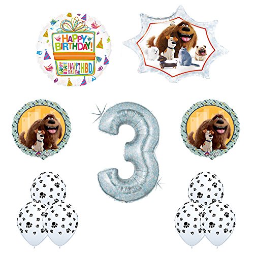 The Secret Life of Pets 3rd Holographic Birthday Party Balloon Supply Decorations With Paw Print Latex by Mayflower Products