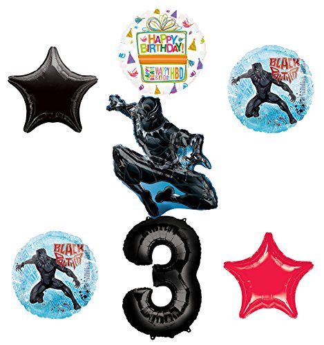 Black Panther 3rd Birthday Balloon Bouquet Decorations and Party Supplies