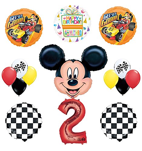 Mickey Mouse 2nd Birthday Party Supplies and Mickey Roadster Balloon Bouquet Decorations